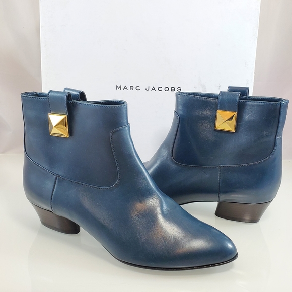 NWT $895 Marc Jacobs Stud Low Bootie Ankle Leather Boots Sz 37.5 - Picture 2 of 11